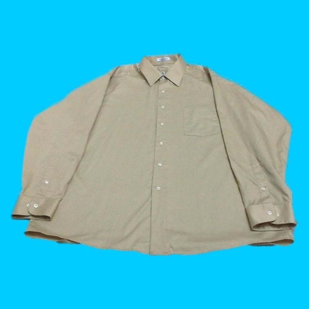 Van Heusen Men's Shirt Casual/Dress Cotton Blend Light Gold Size 17.5 (34-35) XL - Picture 13 of 16